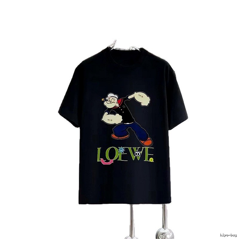 LOEWE x Popeye Co-branded Trendy Black Short-sleeve T-shirt