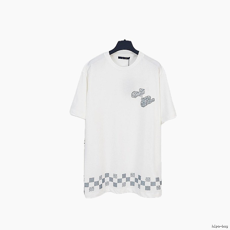 Louis Vuitton Checkerboard Casual Style White T-Shirt