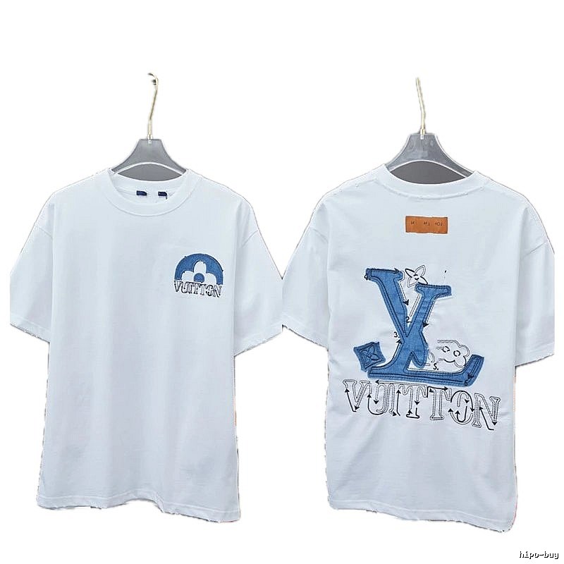 Louis Vuitton Embroidered Casual Style White Short-sleeved T-shirt