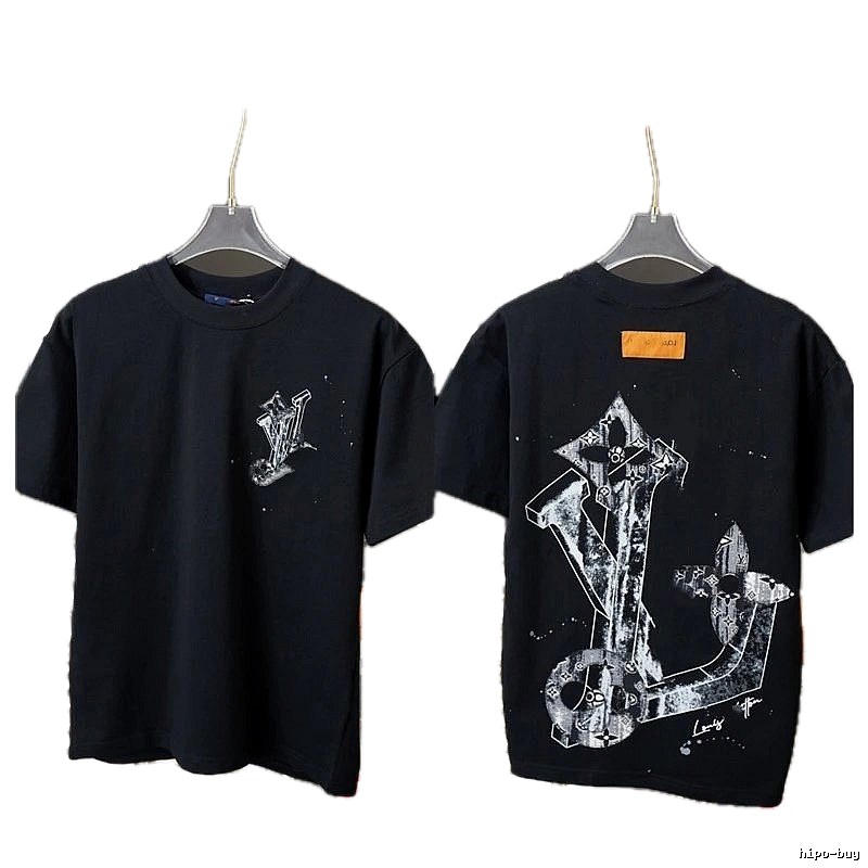 Louis Vuitton Graffiti Trendy Cool Style Black Short-sleeve T-shirt