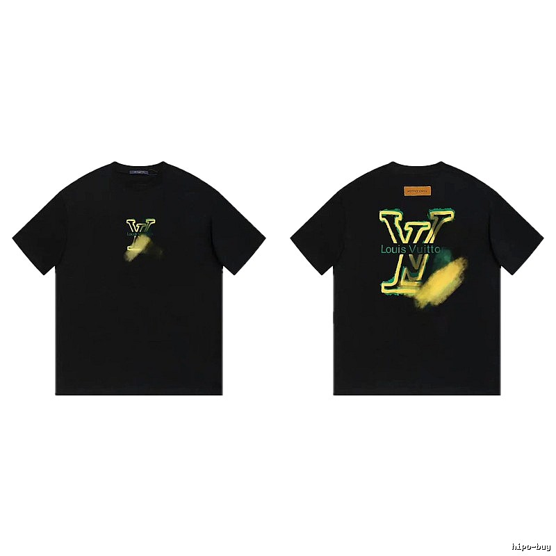 Louis Vuitton Spray-painted Trendy Style Black T-Shirt