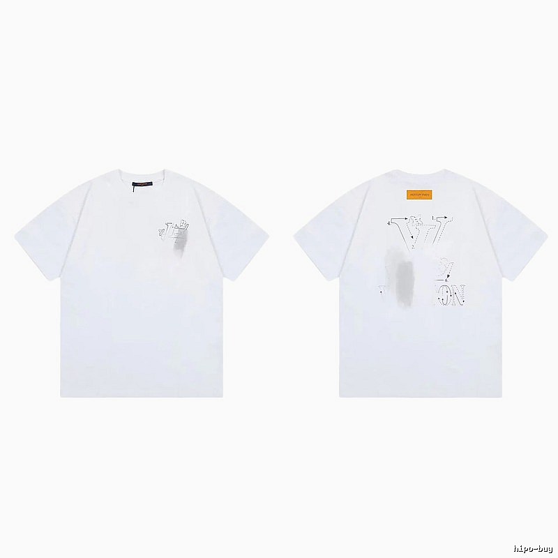 Louis Vuitton Trendy Line-drawing Style White Short-sleeve T-shirt