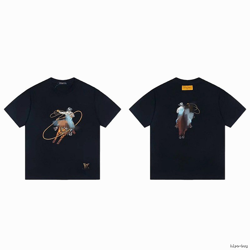 Louis Vuitton Western Cowboy Vintage Style Black T-Shirt