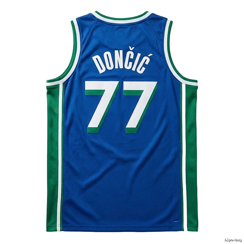 Luka Doncic's No. 77 blue-green basketball jersey