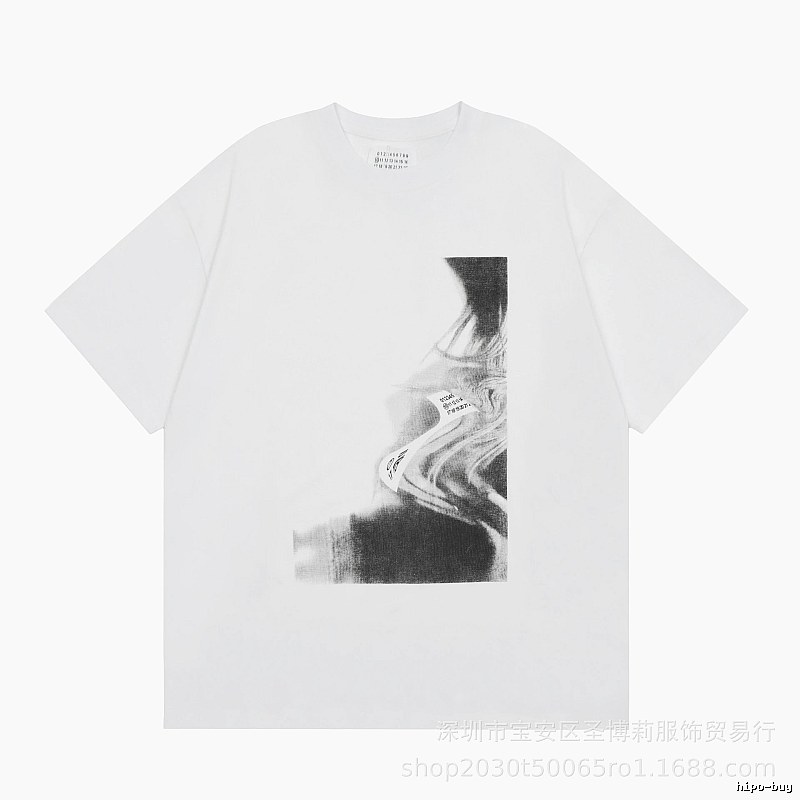 Maison Margiela Abstract Ink-wash Style White Short-sleeve T-shirt