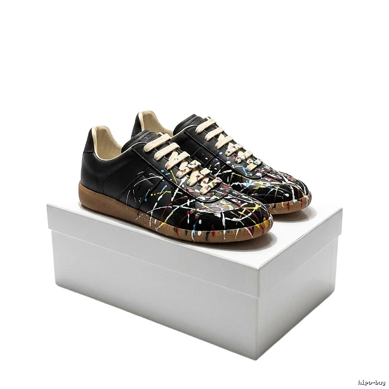 Maison Margiela ink-splashed style black shoes