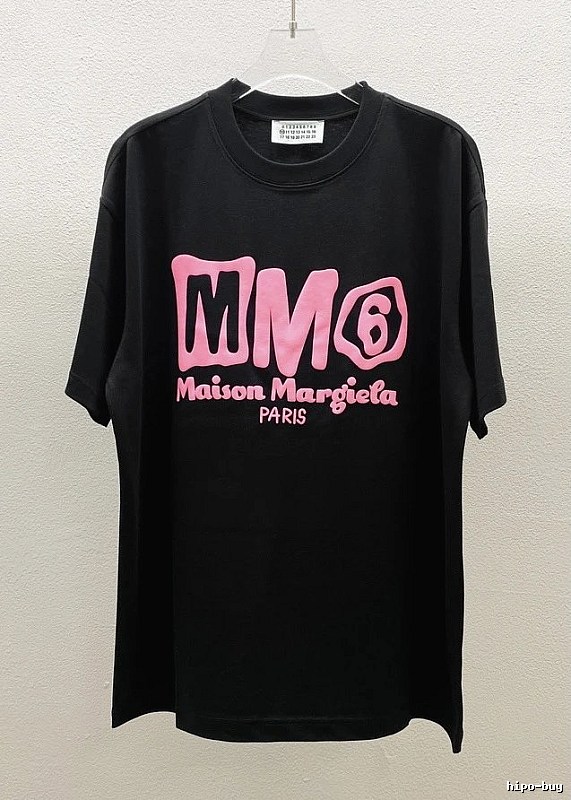 Maison Margiela MM6 Streetwear Brand Black Printed T-shirt