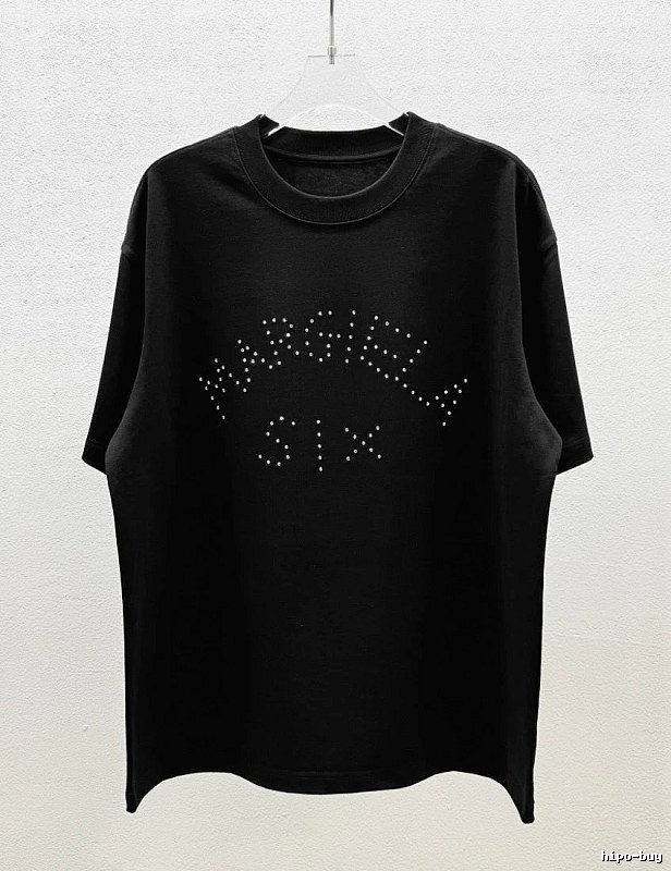 Maison Margiela MM6 Trendy & Cool Black Rhinestone-Embellished T-Shirt