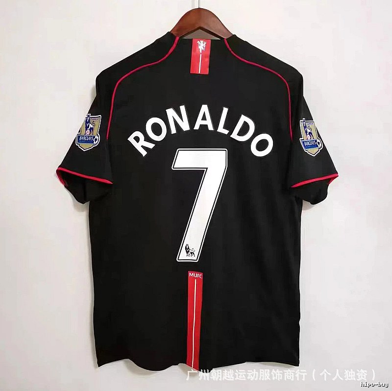 Manchester United Lightweight Beckham #7 soccer jersey White Black Retro for Gift Ideas