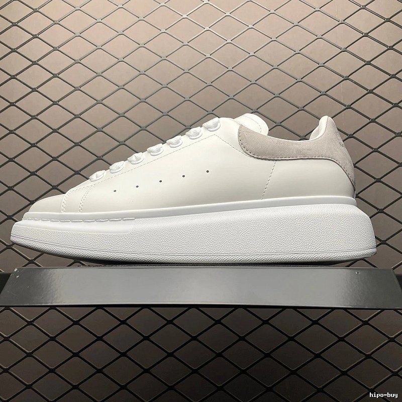McQueen Oversized Sneakers, Clean Lace Panel in White and Taupe