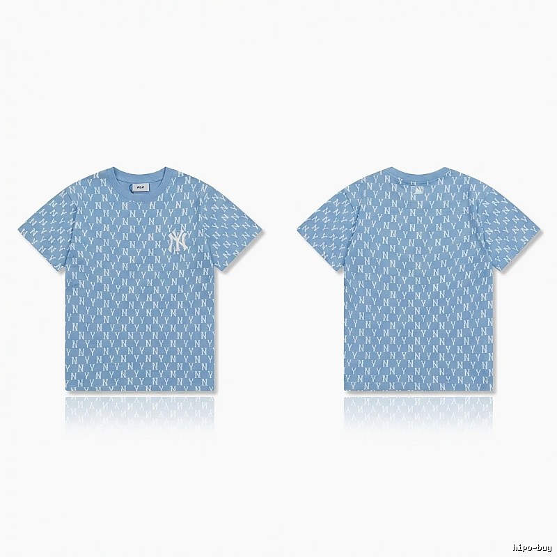 MLB full - print style light blue T - shirt