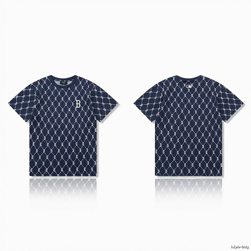 MLB full - printed style navy blue T - shirt