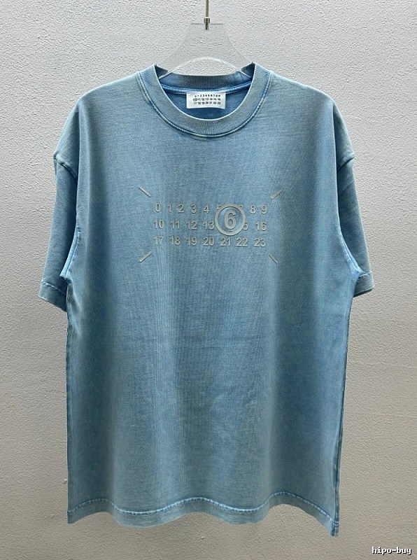 MM6 Maison Margiela Vintage Distressed Light Blue Short-Sleeve T-Shirt