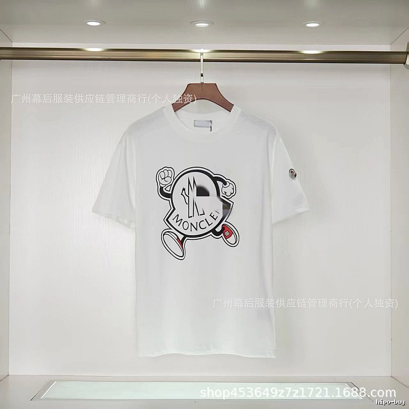Moncler Cartoon Print Casual Style White T-Shirt