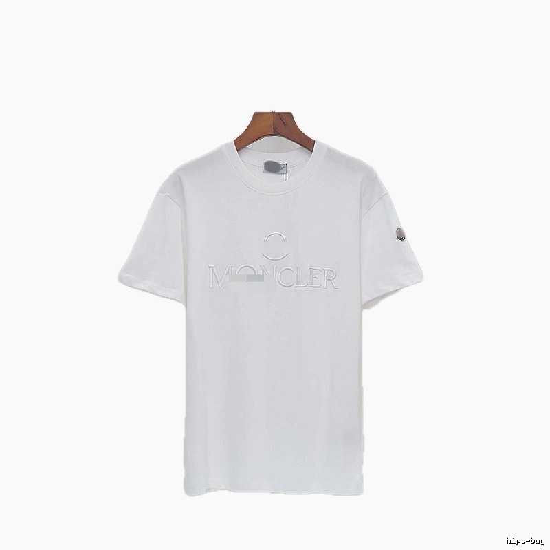 Moncler Embossed Casual Style White Short-sleeve T-shirt