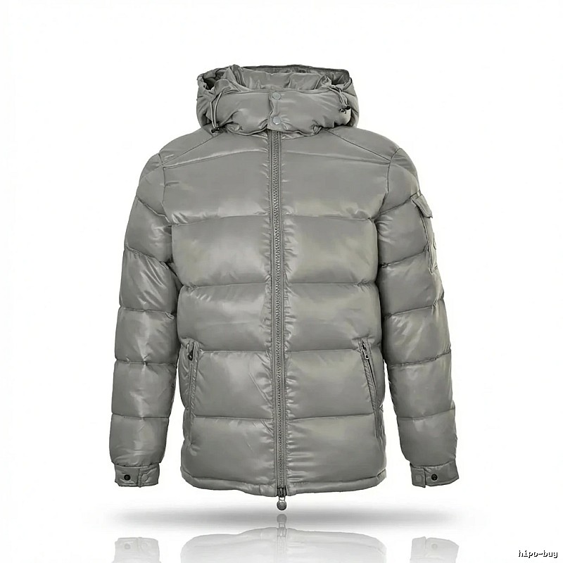 Moncler hooded fashionable grey down jacket
