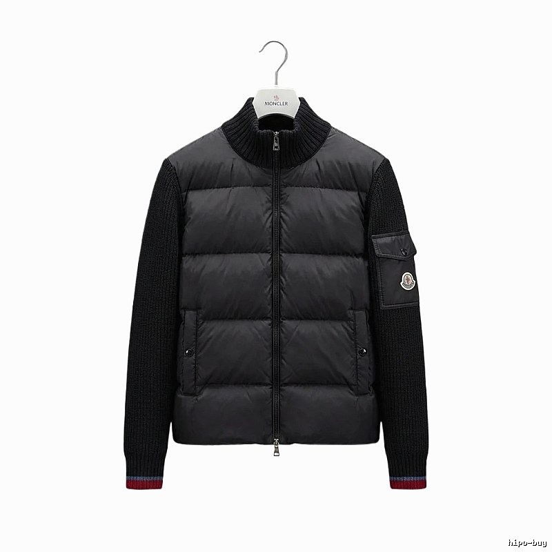 Moncler knitted and spliced black down jacket