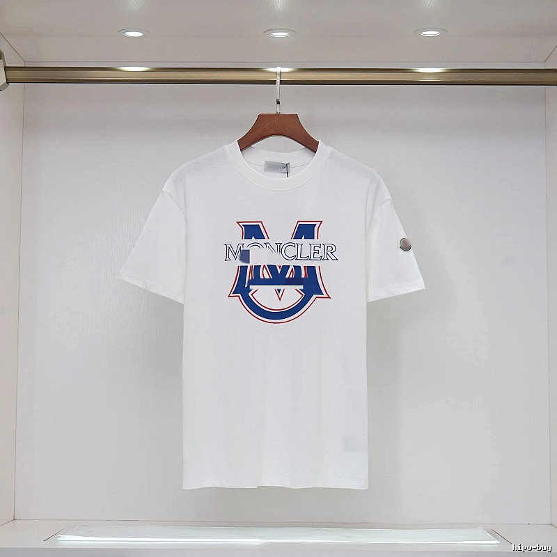 Moncler Large M Printed Casual Style White T-Shirt