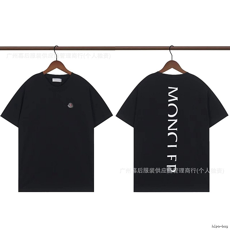 Moncler Letter Print Casual Style Black T-Shirt