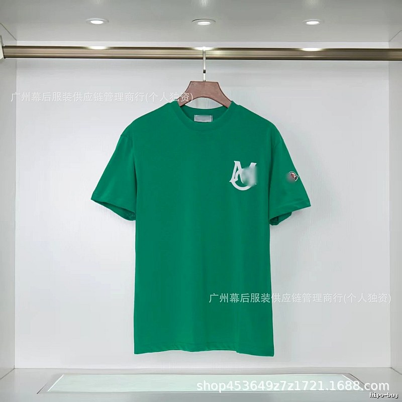 Moncler Letter Print Casual Style Green Short-sleeve T-shirt