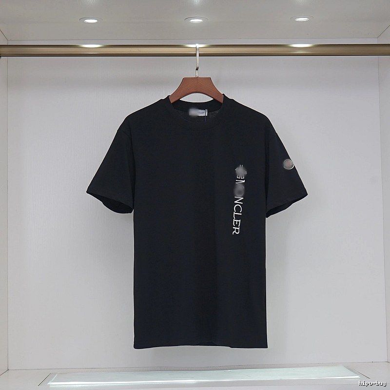 Moncler Letter Print Minimalist Style Black T-Shirt