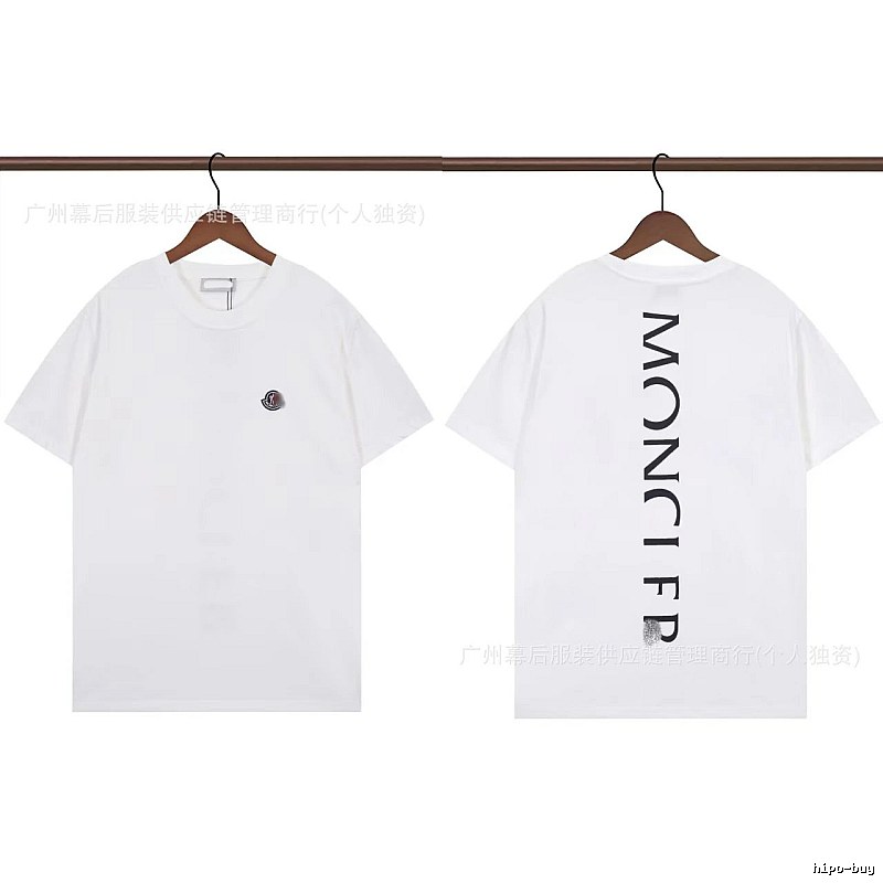 Moncler Letter Print Trendy Style White T-Shirt