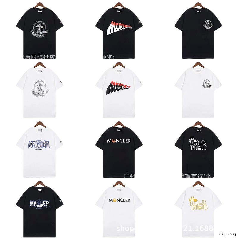 Moncler Logo Printed Trendy Black & White Short-Sleeve T-Shirt