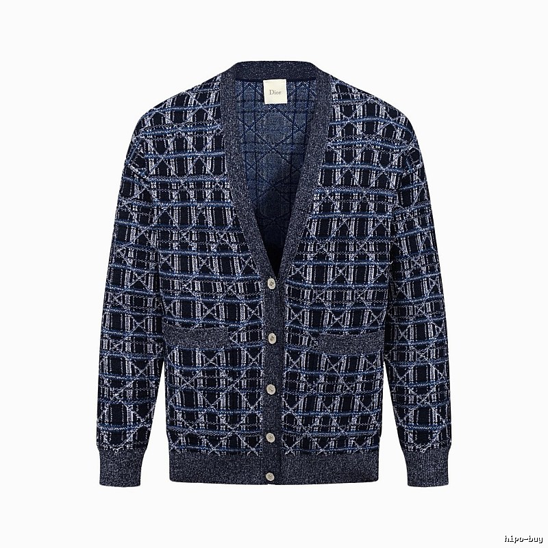 Navy Dior Button-front Cardigan for Layered Winter Looks