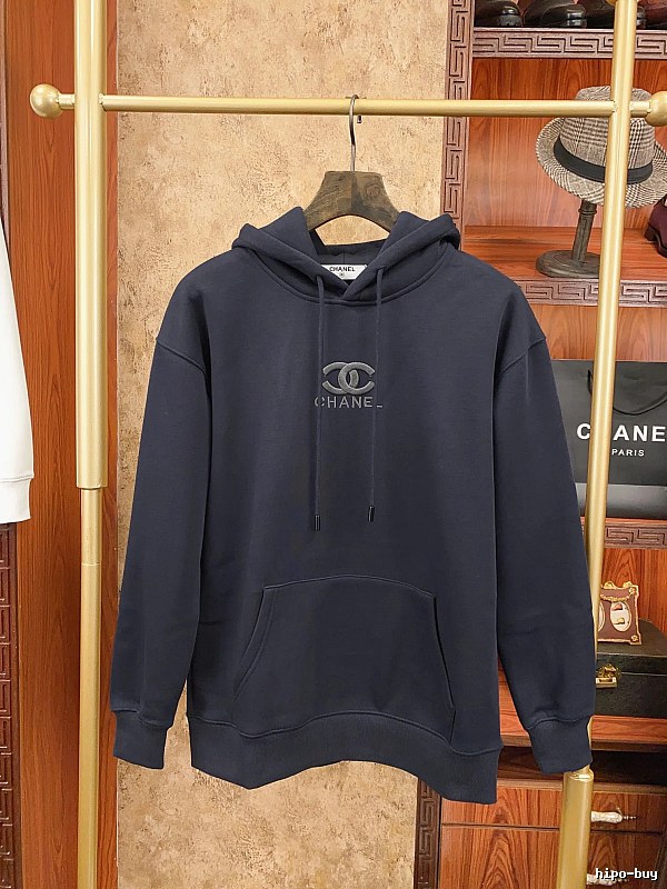 Navy Pullover Hoodie with Chanel Chanel Hoodie with Layering Piece