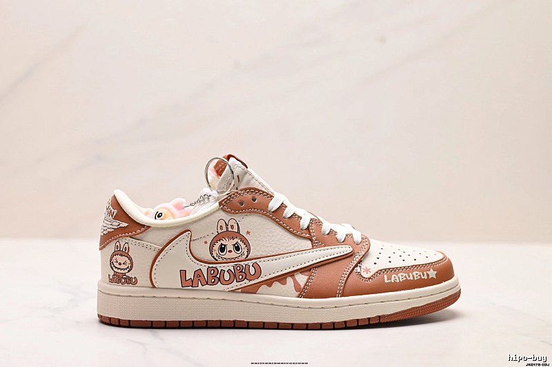 Nike co-branded cartoon-style brown and white shoes