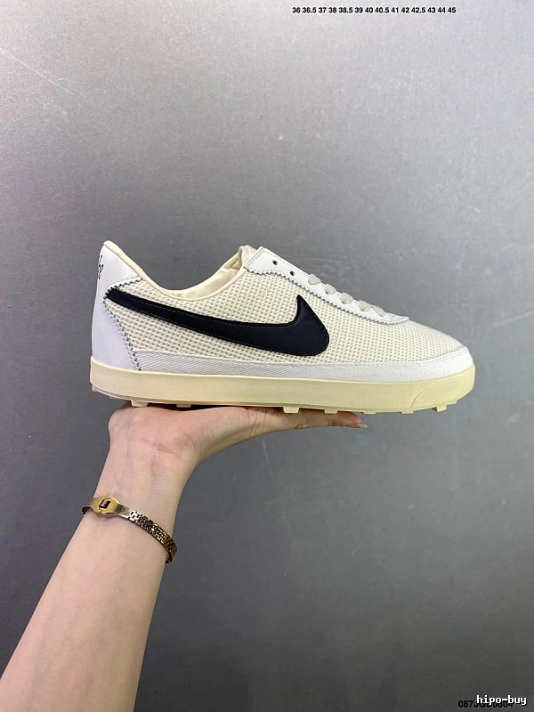 Nike White and Black Ventilated Panels Waffle-Sole Runners
