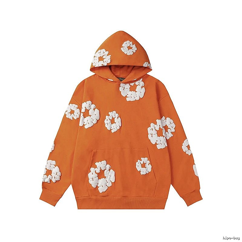 Orange Flower Pattern Hoodie Warm Tone