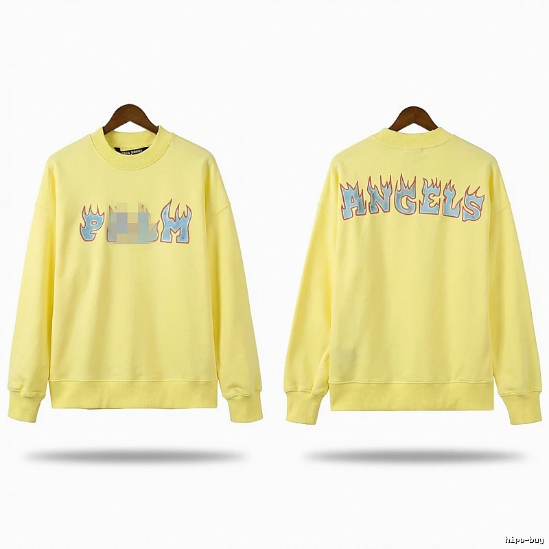 Palm Angels Flame Trendy Brand Yellow Sweatshirt