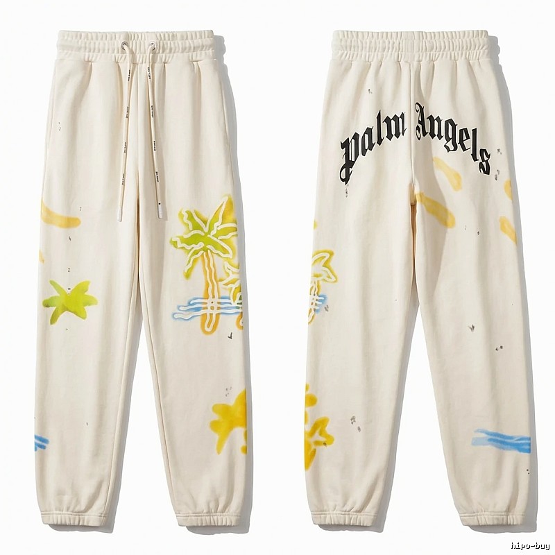 Palm Angels Graffiti Style White Sweatpants