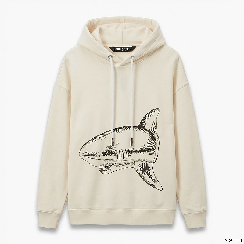 Palm Angels Shark Series Simple Style Beige Hoodie