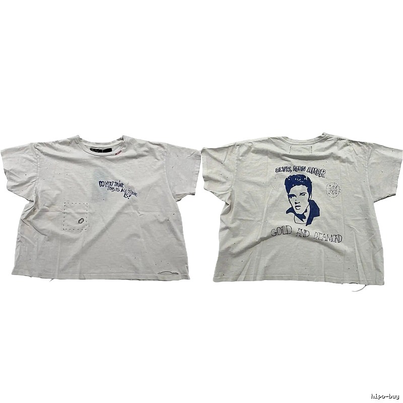 Paly Hollywood Elvis Vintage Distressed White T-Shirt