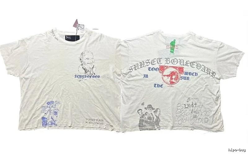 Paly Hollywood Sunset Collection Vintage Distressed Off-white T-shirt