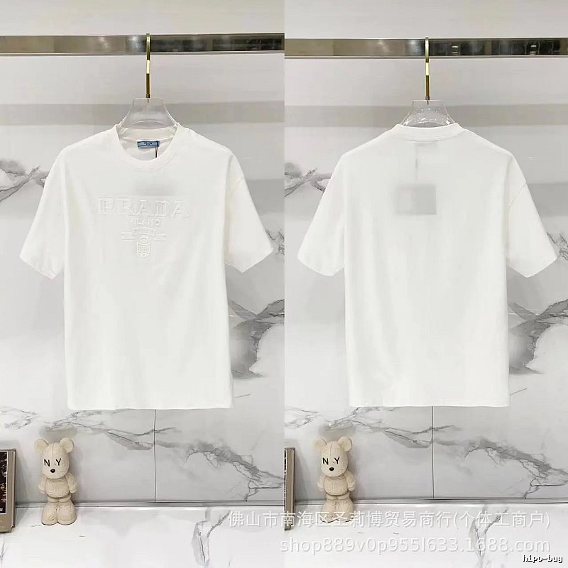 Prada Classic Collection Minimalist Style White Short-sleeved T-shirt