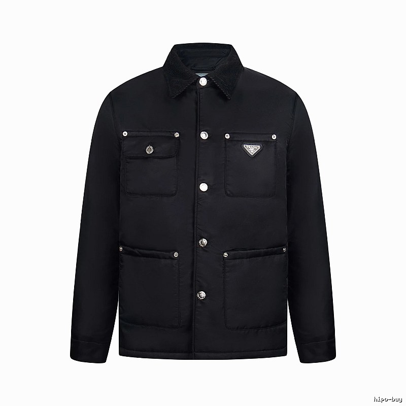 Prada Layering Utility Work Jacket with triangle logo