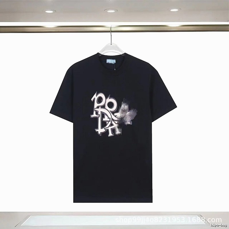 Prada Letter Graffiti Street Style Black T-Shirt
