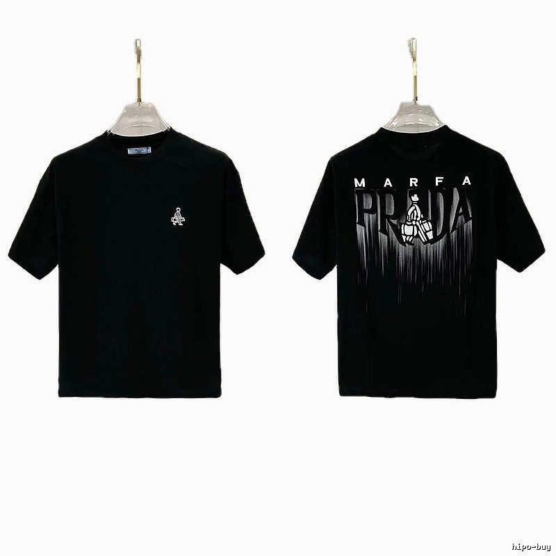 Prada Marfa Streetwear Style Black Short-sleeve T-shirt