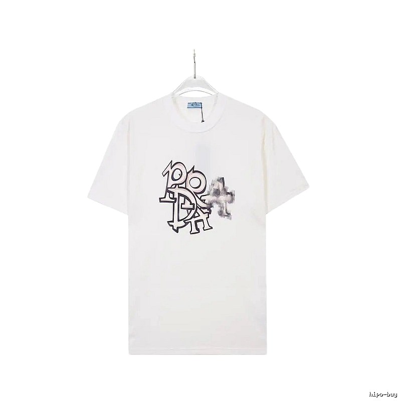 Prada Overlapping Print Street Style White Short Sleeve T-Shirt