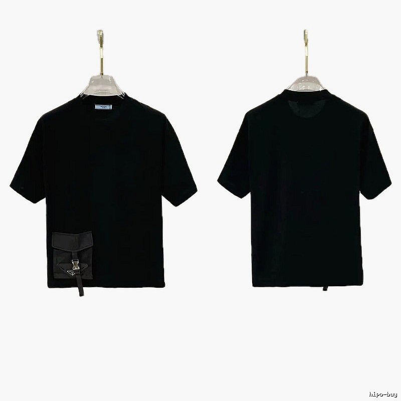 Prada Pocket Collection Minimalist Style Black Short-sleeved T-shirt