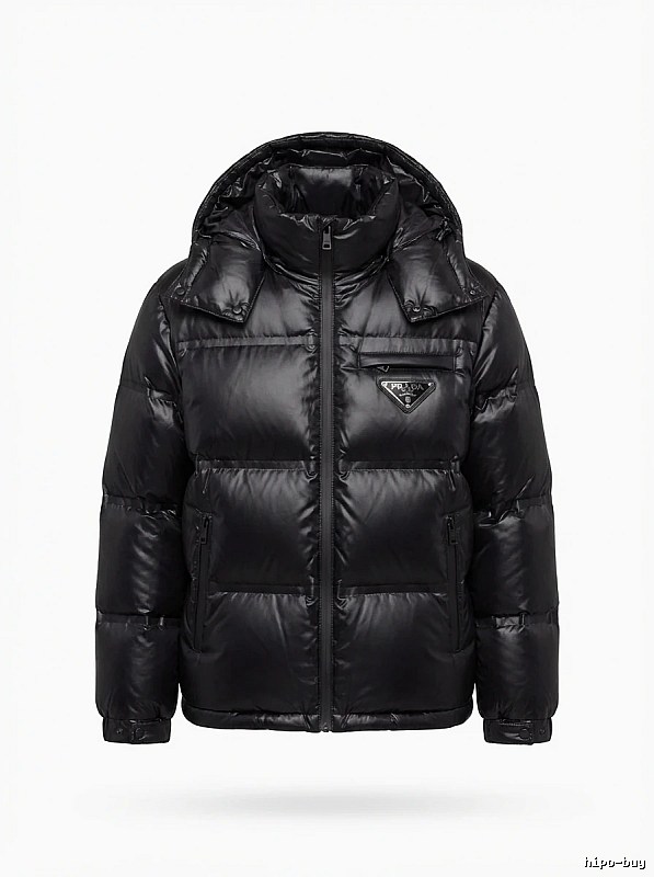 Prada triangle logo black down jacket