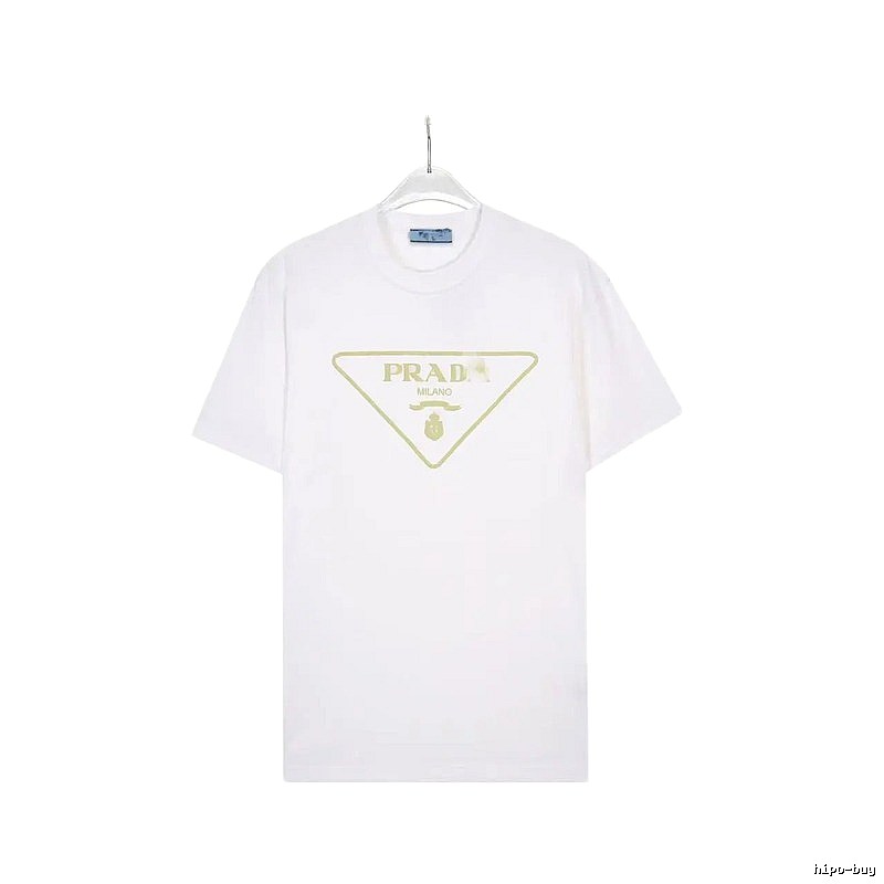 Prada Triangle Logo Casual Style White Short-sleeve T-shirt
