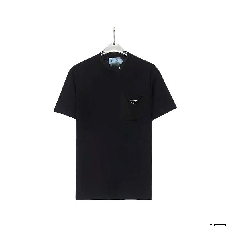 Prada Triangle Logo Minimalist Style Black Short-sleeve T-shirt