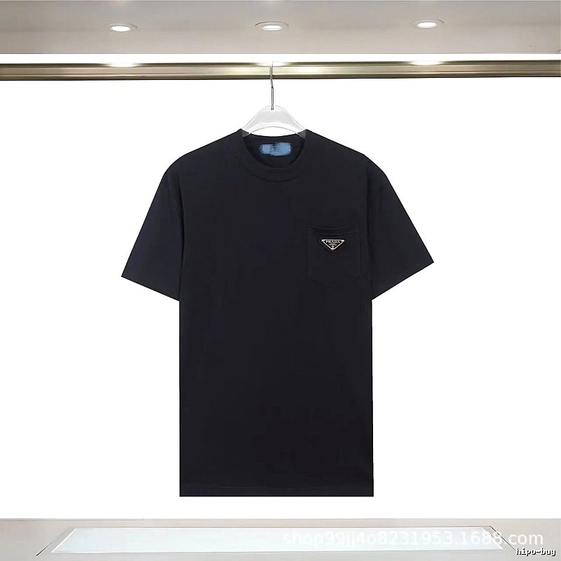 Prada Triangle Logo Minimalist Style Black Short-sleeve T-shirt