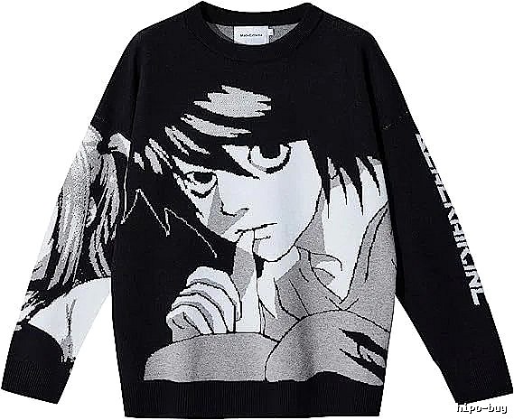 Premium Style Anime graphic sweater Black Knit Top for Minimal Outfits