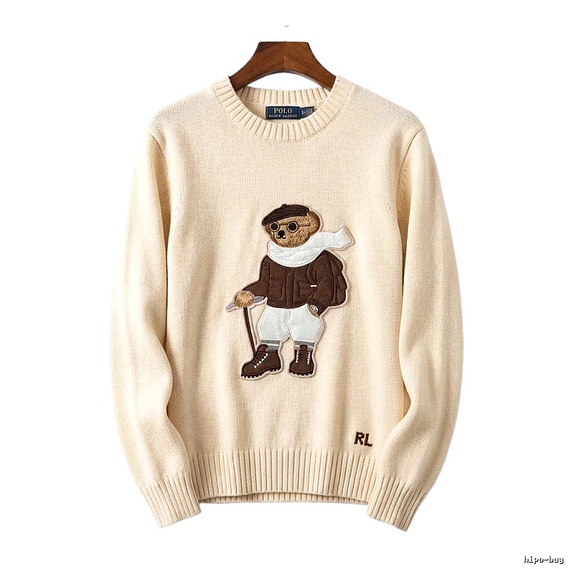 Ralph Lauren Bear Retro Style Beige Sweater