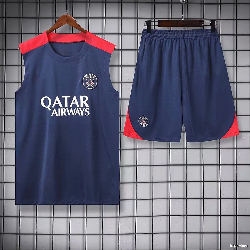 Real Madrid Gift Ready Training jersey set Navy Sleeveless Top with Fresh Pattern